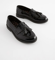 Black Patent Wide Fit (G) Leather Tassel Loafer School Shoes